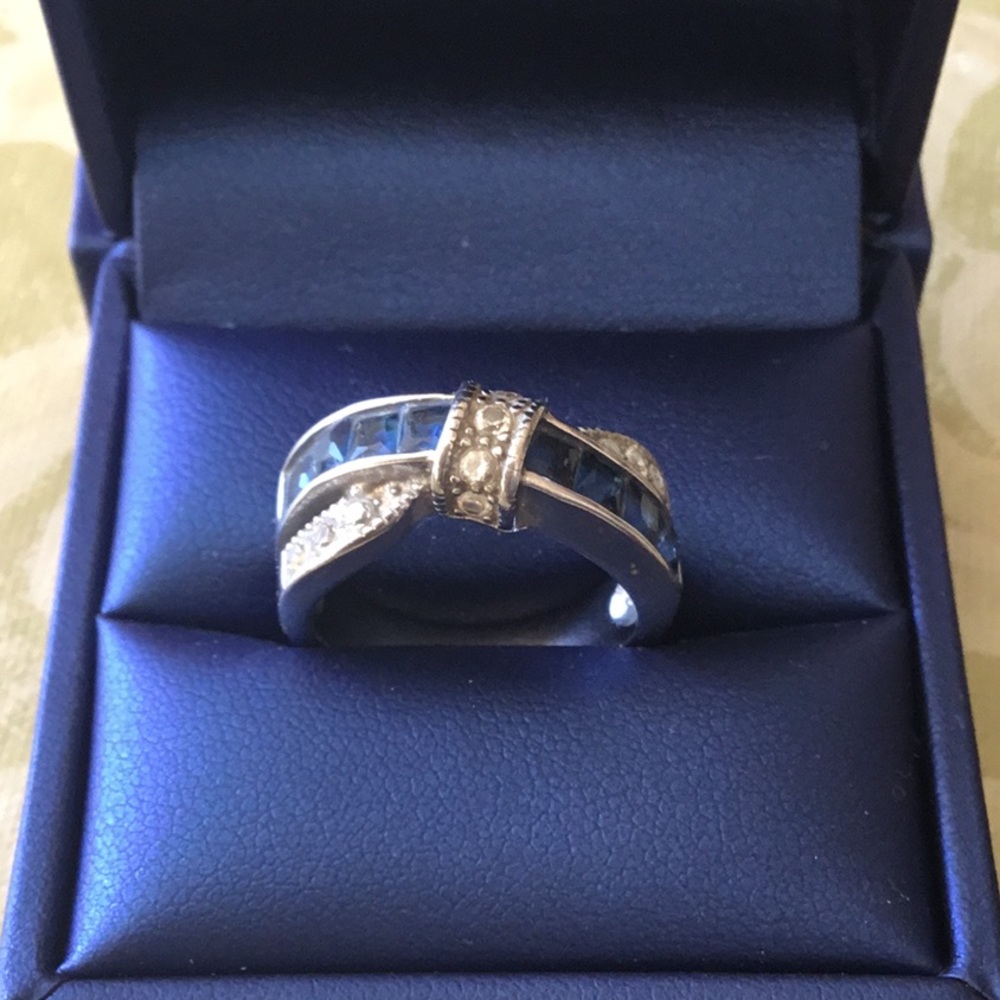 Blue and Silver Rhinestone Ring - Picture 2 of 3